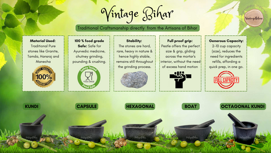 Vintage Bihar Mortar and Pestle in different Shapes