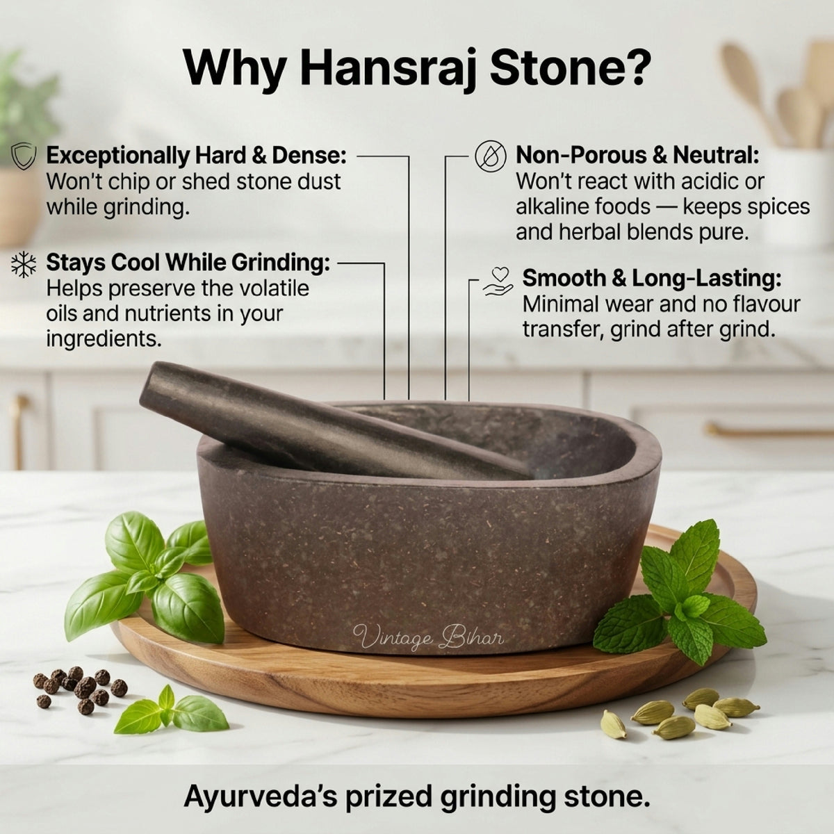 Oval Stone Mortar and Pestle | Hansraj Stone Kharal, 6 to 24 Inch