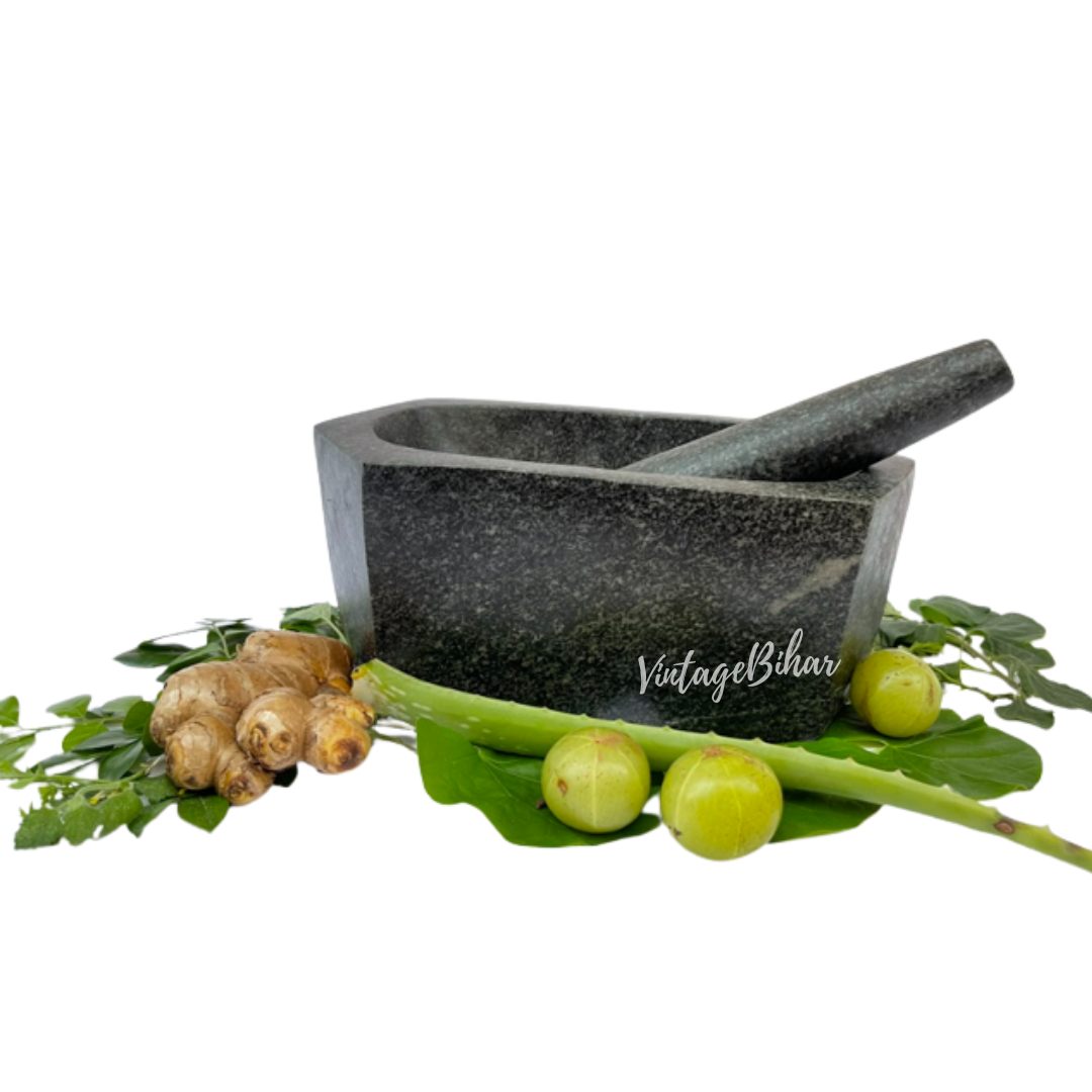 Stone mortar and pestle big size (Hexagonal Shape)