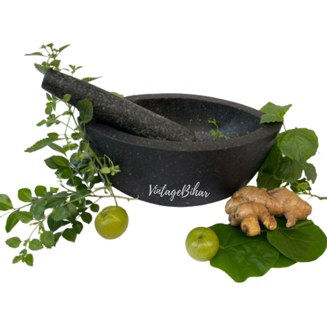 Stone mortar and pestle big size (Boat Shape)