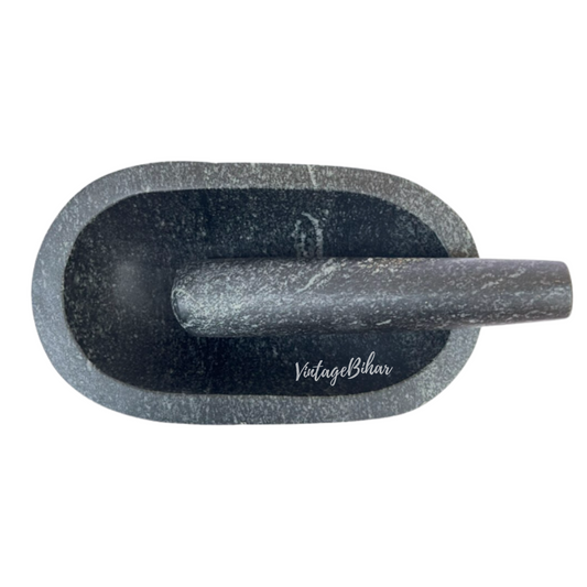 Stone mortar and pestle big size (Capsule Shape)