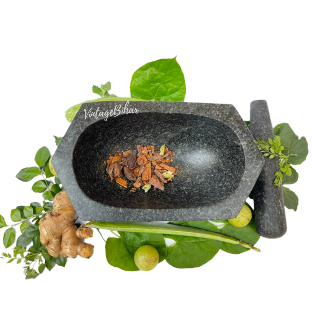 Stone mortar and pestle big size (Hexagonal Shape)