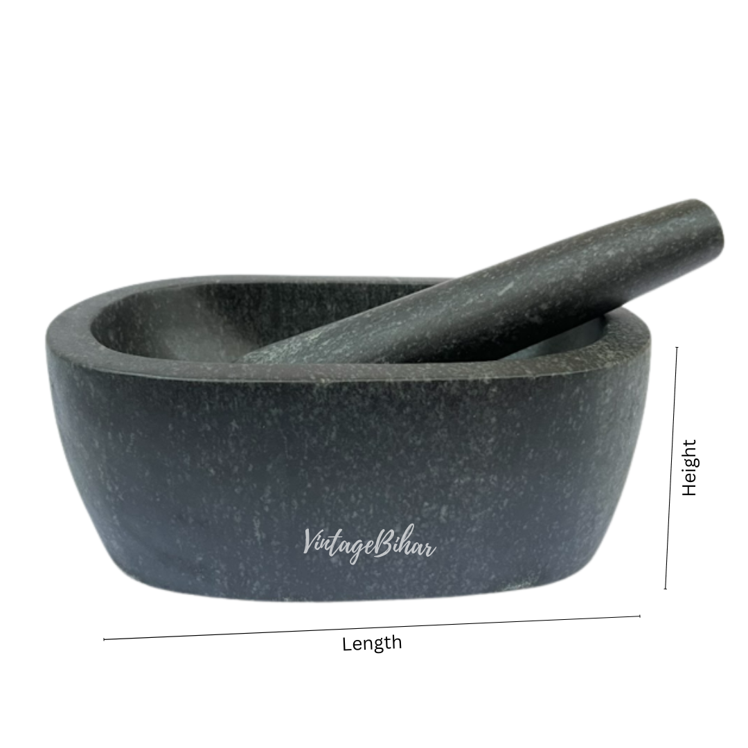 Stone mortar and pestle big size (Capsule Shape)