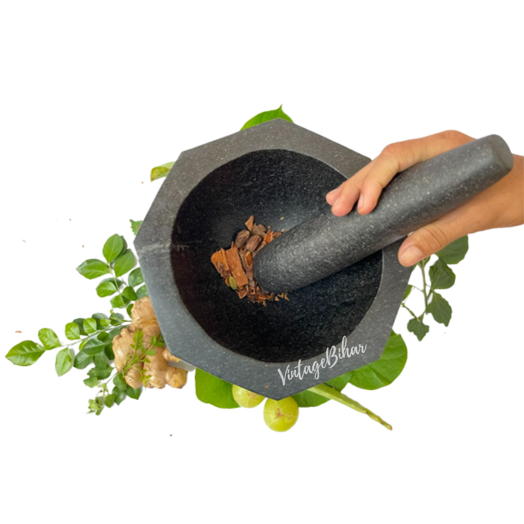 Stone mortar and pestle big size (Octagonal Kundi Shape)