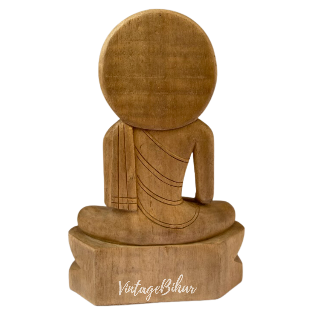 Wooden Buddha Statue in Bhumisparsha Mudra