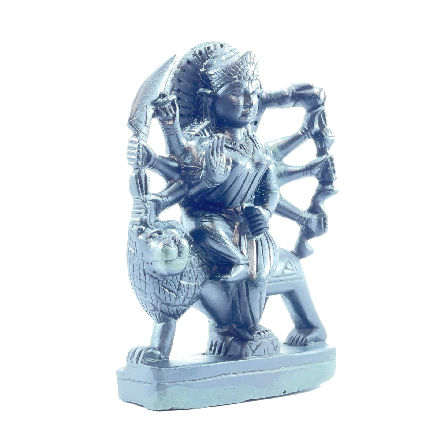 Handcarved Durga Maa Statue Made of Natural Occurring Black Stone