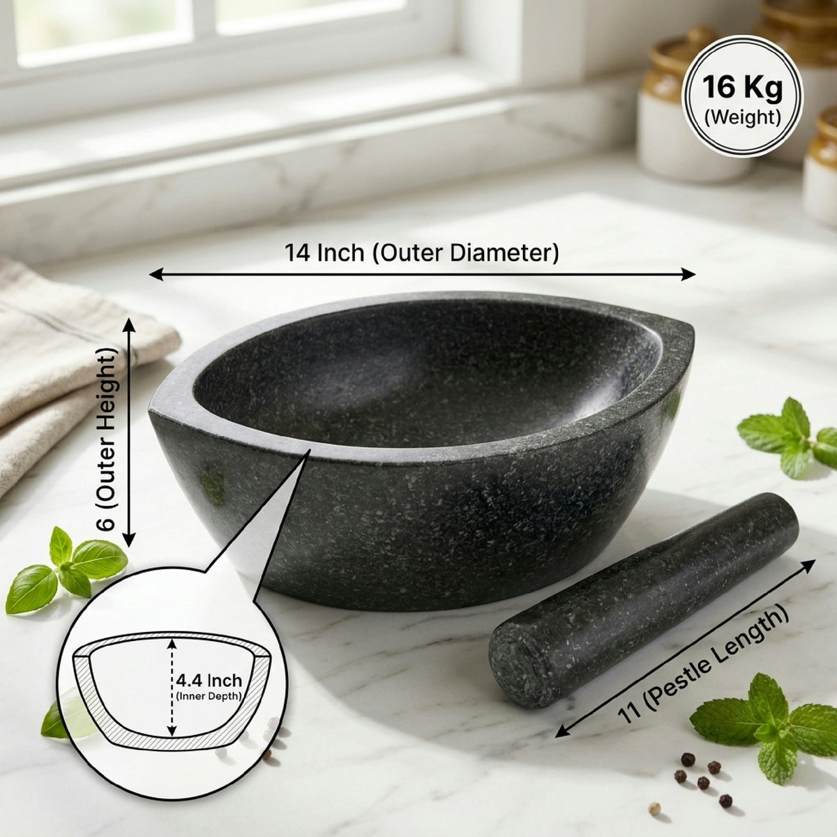 Boat Shape Stone Mortar and Pestle | Tamda Kharal, 6 to 24 Inch