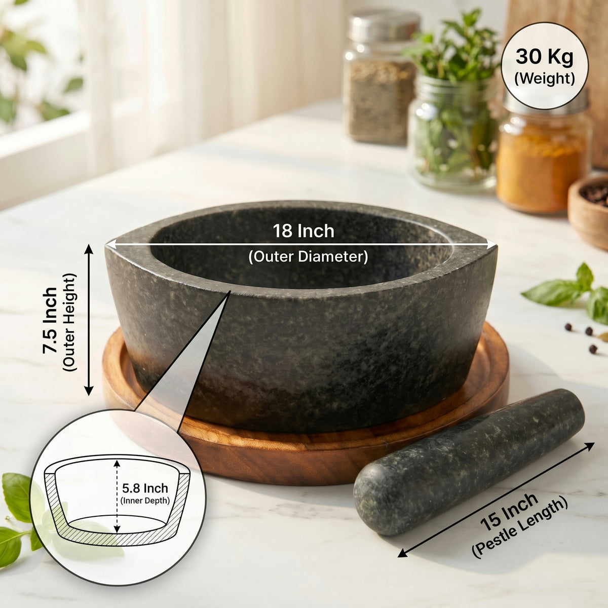 Boat Shape Stone Mortar and Pestle | Tamda Kharal, 6 to 24 Inch