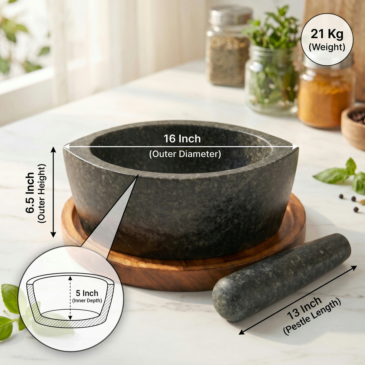 Boat Shape Stone Mortar and Pestle | Tamda Kharal, 6 to 24 Inch