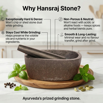 Oval Stone Mortar and Pestle | Hansraj Stone Kharal, 6 to 24 Inch