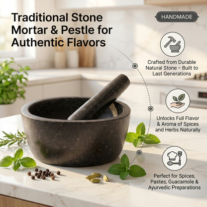 Oval Shape Granite Mortar and Pestle | Stone Kharal Khalbatta, 6 to 24 Inch