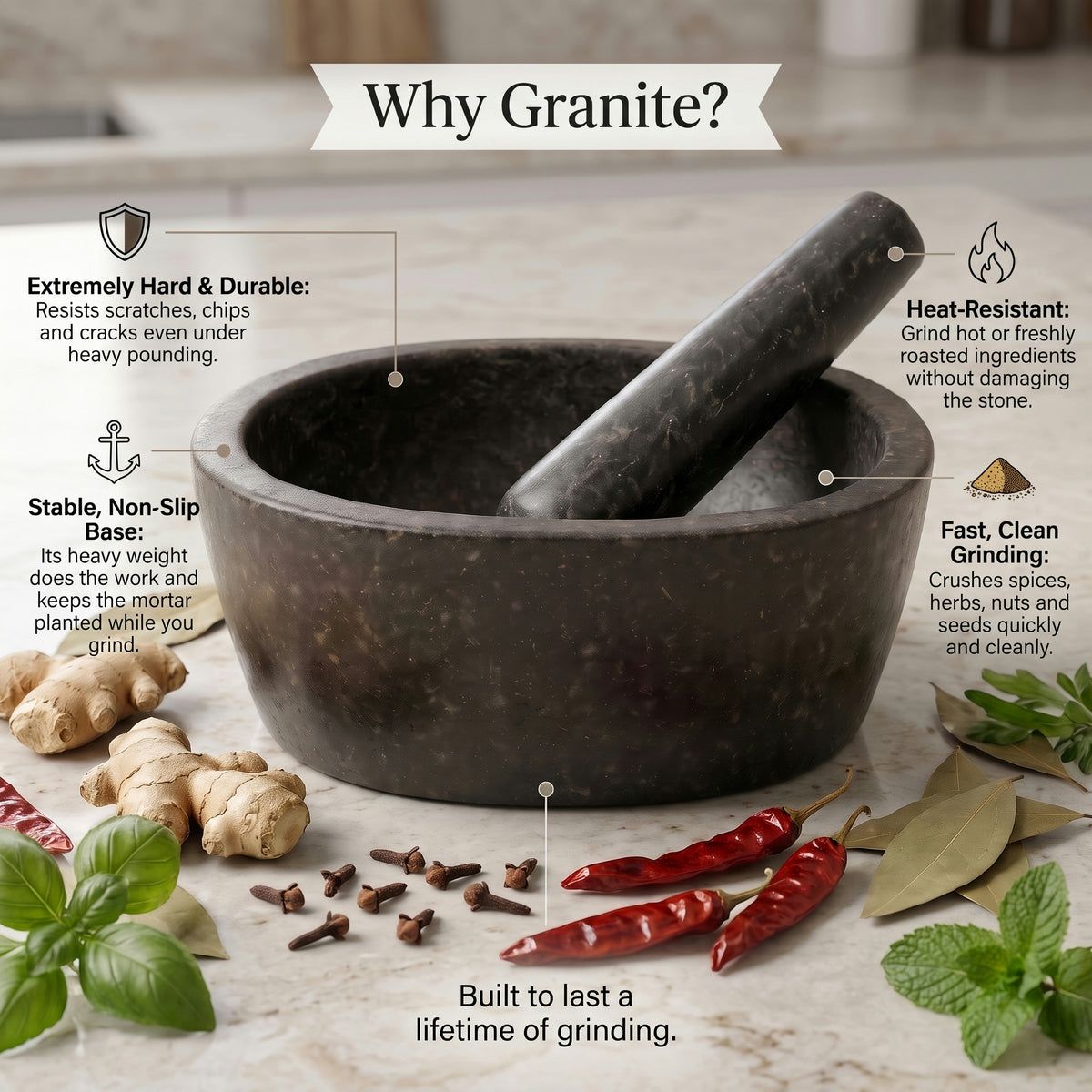 Oval Shape Granite Mortar and Pestle | Stone Kharal Khalbatta, 6 to 24 Inch
