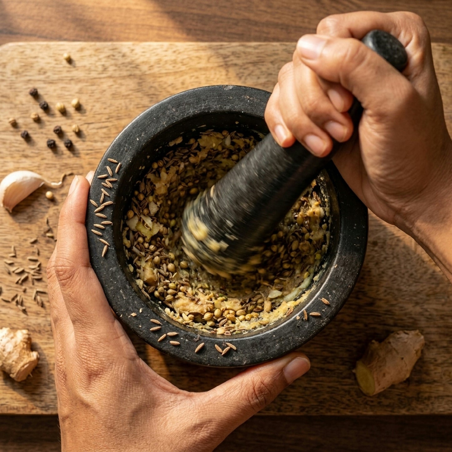 Round Stone Mortar and Pestle 8 Inch | Hansraj Kharal Khalbatta