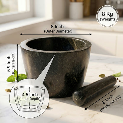 Round Stone Mortar and Pestle | Hansraj Stone Kharal, 5 to 14 Inch