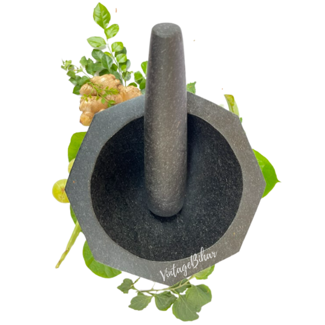 Stone mortar and pestle big size (Octagonal Kundi Shape)