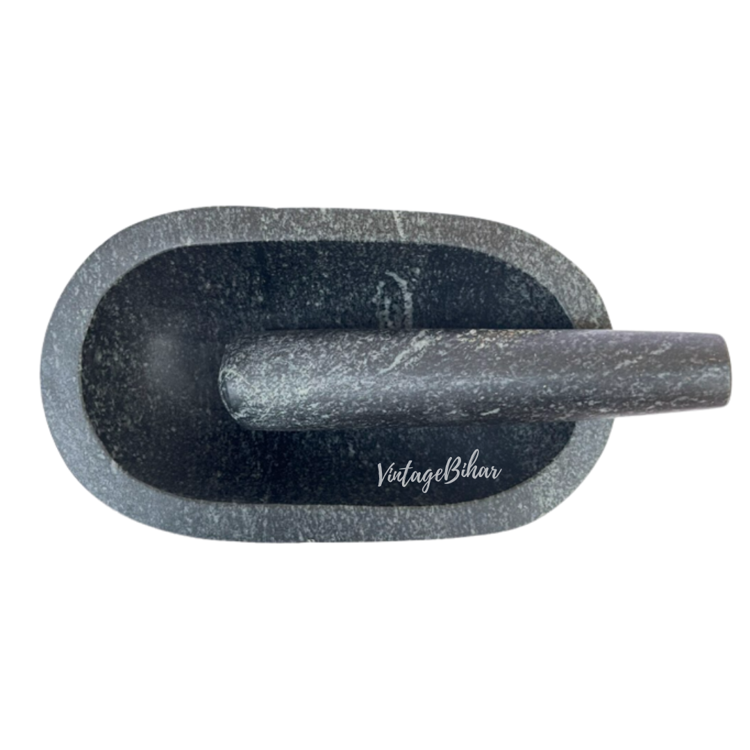 Stone mortar and pestle big size (Capsule Shape)