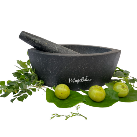 Stone mortar and pestle big size (Boat Shape)